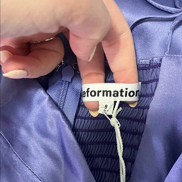 NWT Reformation Marguerite Silk Dress in Jacaranda - Picture 9 of 11